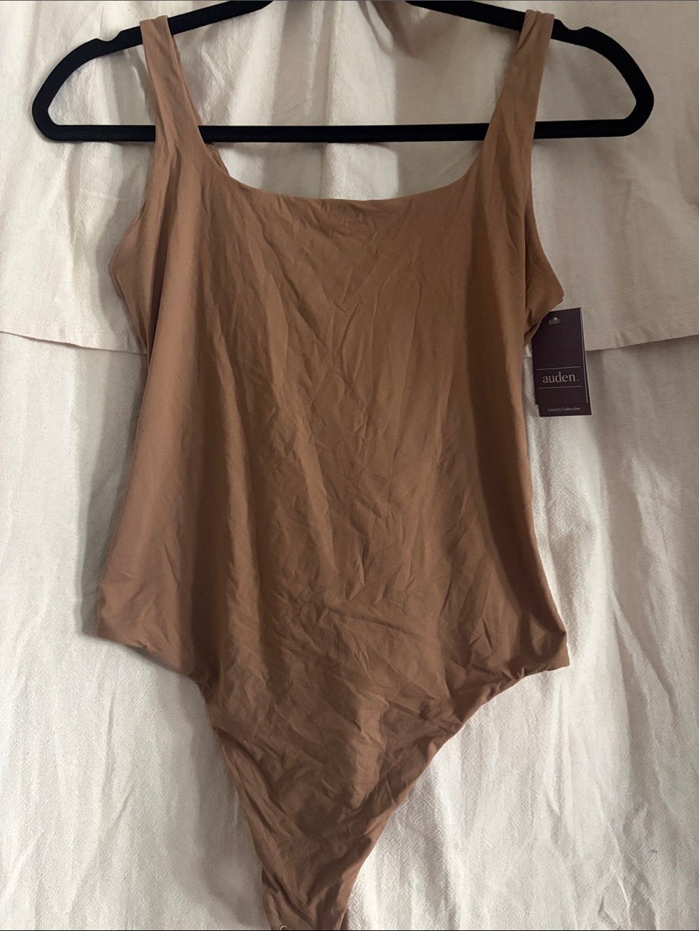 Auden Women's Tan Scoop Neck Tank Bodysuit